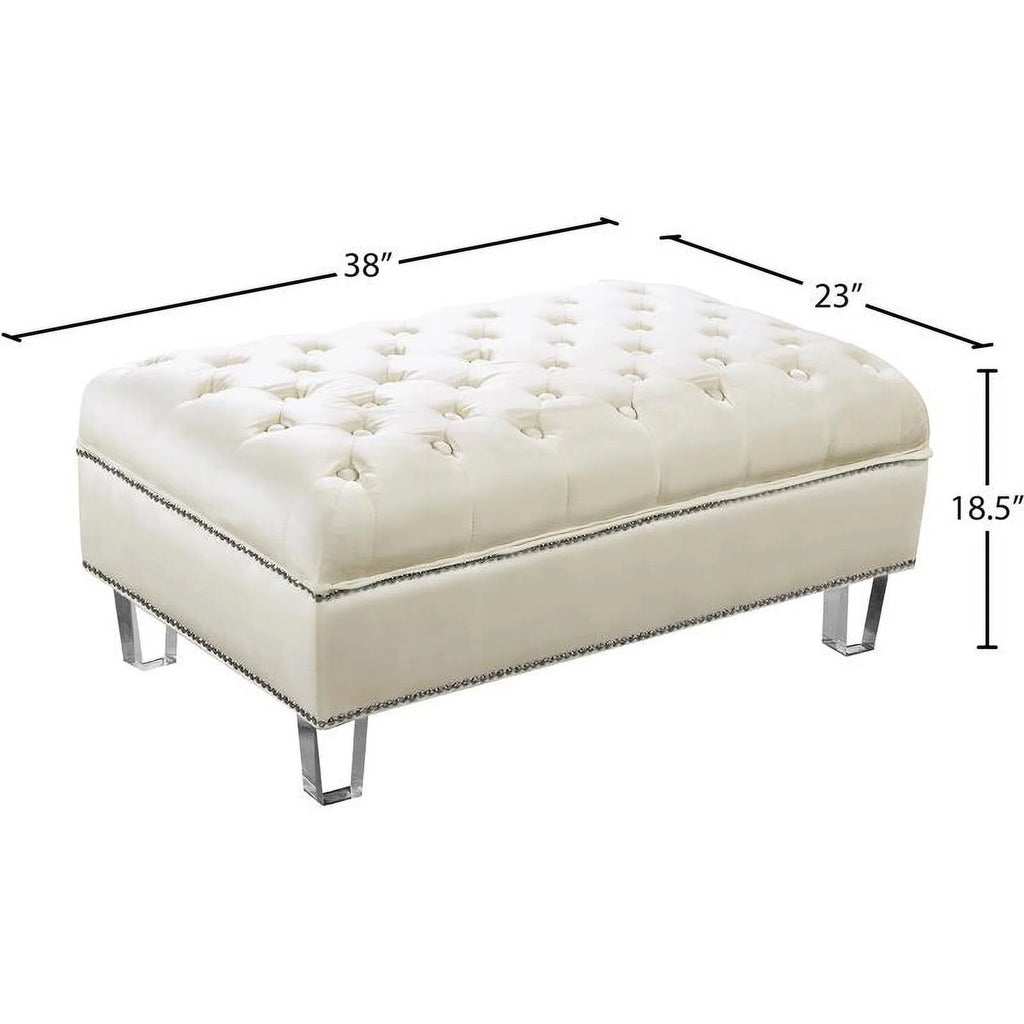 Cream Velvet Ottoman A77066