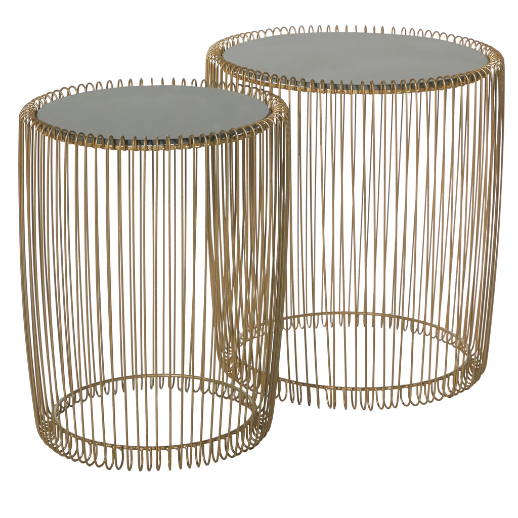 18" x 18" Gold Metal Accent Table with Glass Top, 2-Pieces F937175