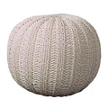 Cable Knit Pouf Bone White Y3311
