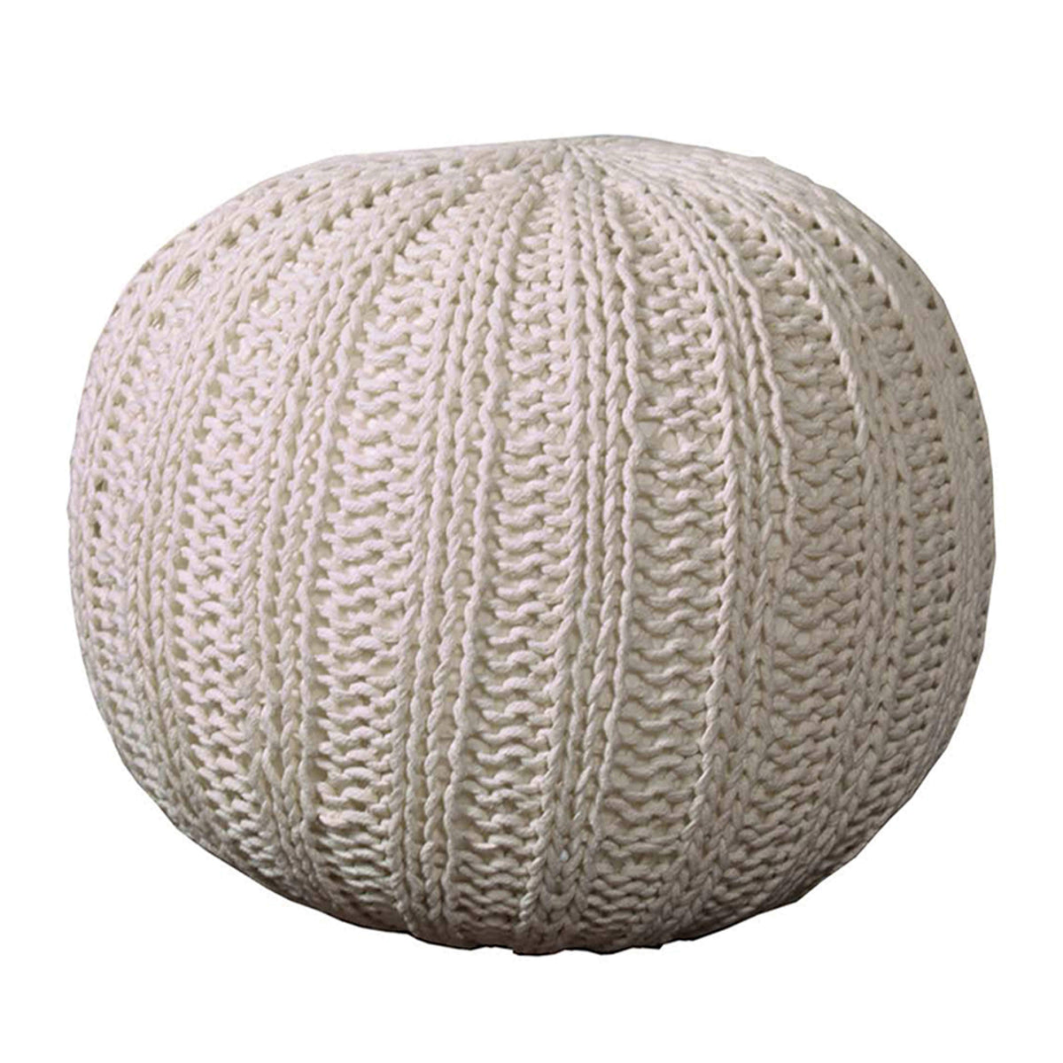 Cable Knit Pouf Bone White Y3311