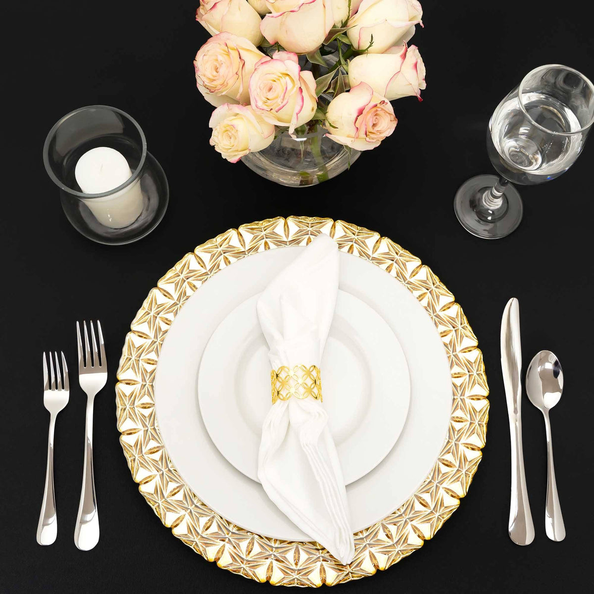 Glass Charger Plate Set of 4 Gold E52219