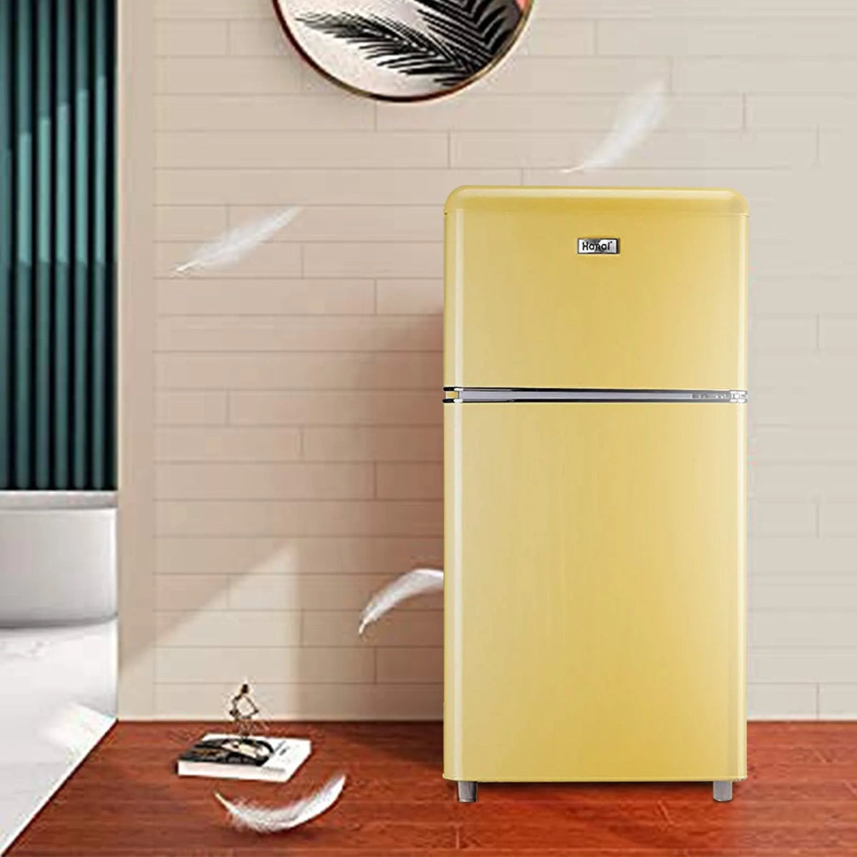 3.5 Cu.Ft 2 Doors Yellow Mini Fridge with Freezer R467