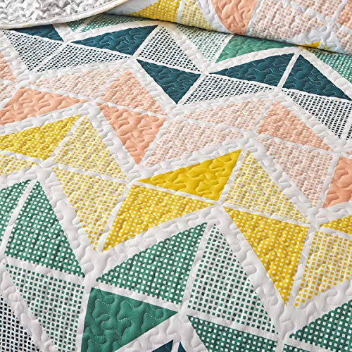 3 Piece Reversible Quilt Set King Size 102x90 Soft Microfiber Lightweight Coverlet Bedspread Summer Comforter Set Bed Cover Blanket Colorful Dots T296