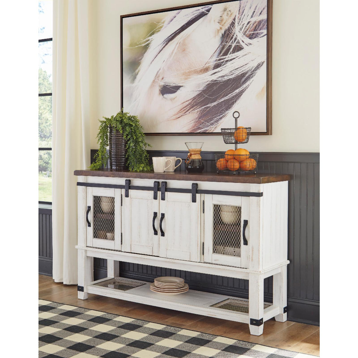 4 Door Server in White and Brown J899618