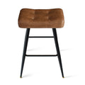 Brown Faux Leather Backless Metal Frame Saddle Counter Stool (Set of 2) E977537