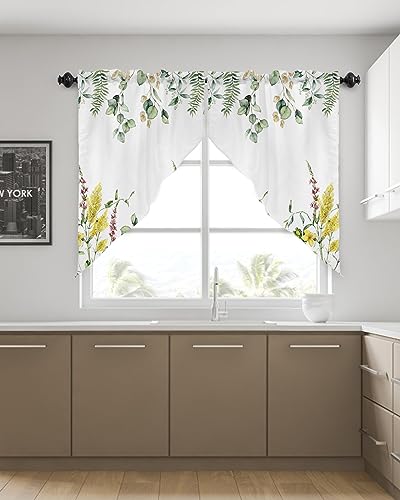 36"x45" Floral Valances Window Curtains 2 Panel Sets H4607