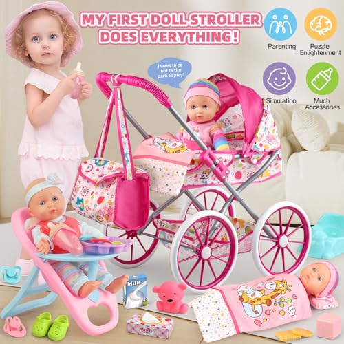 24 PCS Baby Doll Stroller Set with Doll Clothes N799095