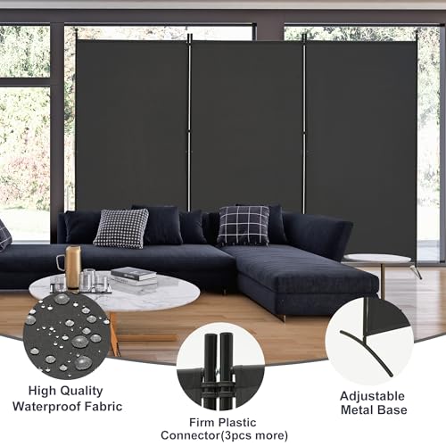 3 Panel Folding Fabric Room Divider, 102" W x 71" H (Black) S947799
