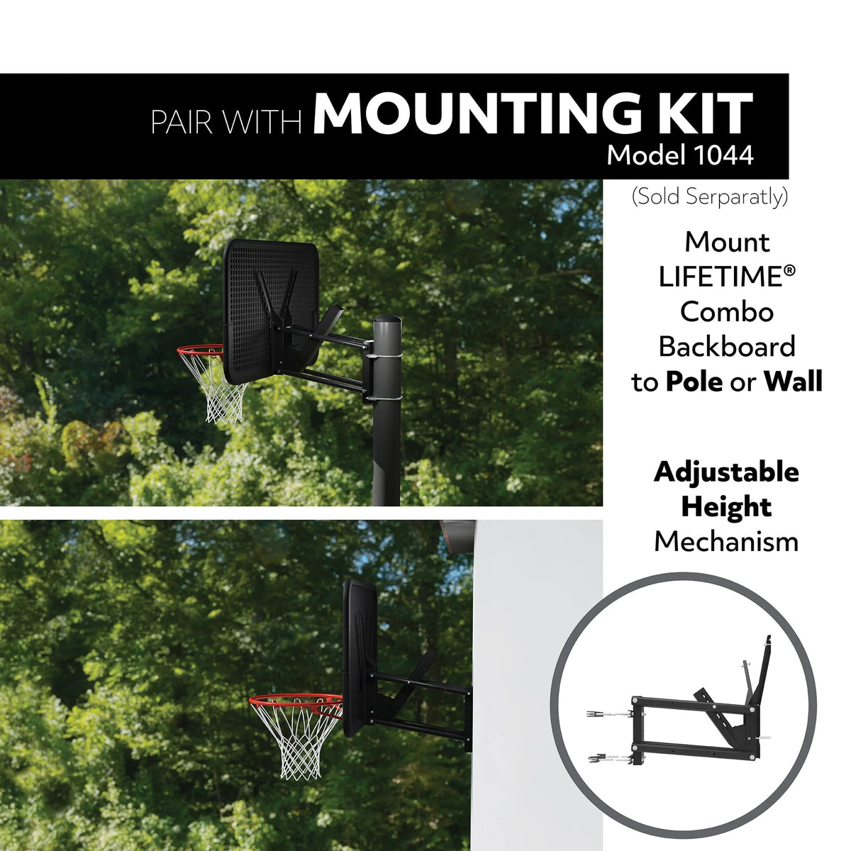 44 inch Polycarbonate Basketball Backboard and Rim Combo E308