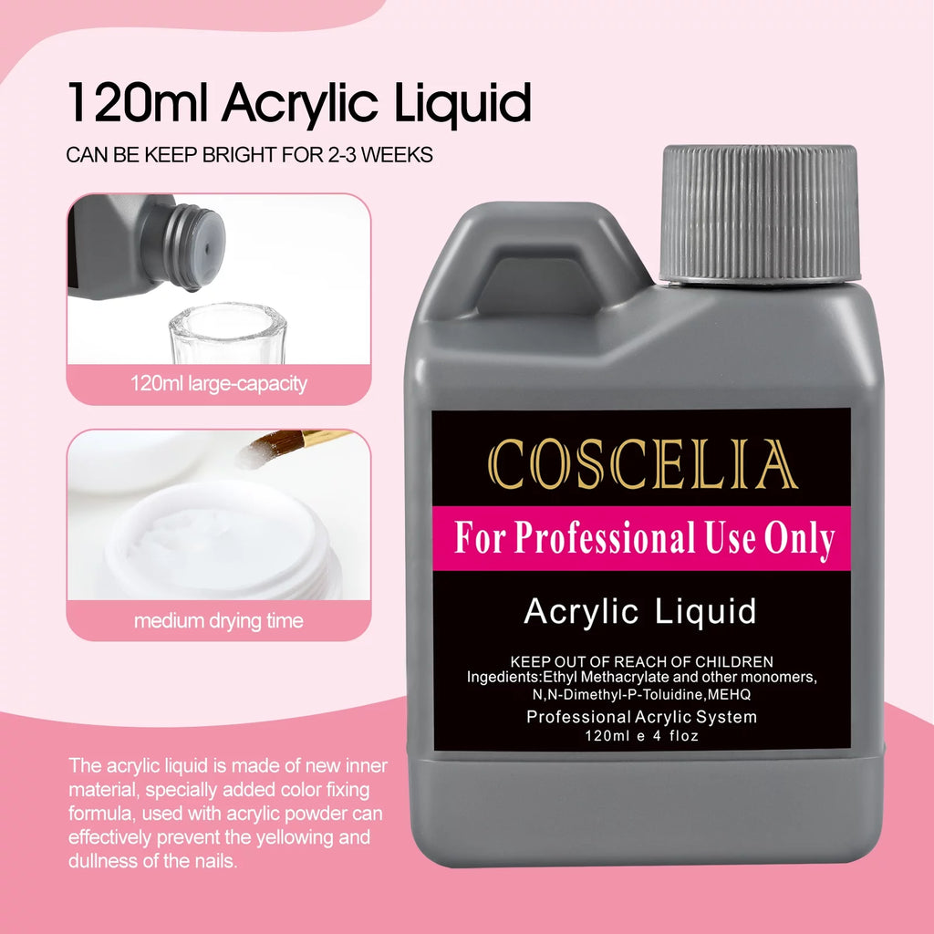 Acrylic Nail Kit with UV Light Nail Drill 3 Basic Color MMA Liquid Set X6794