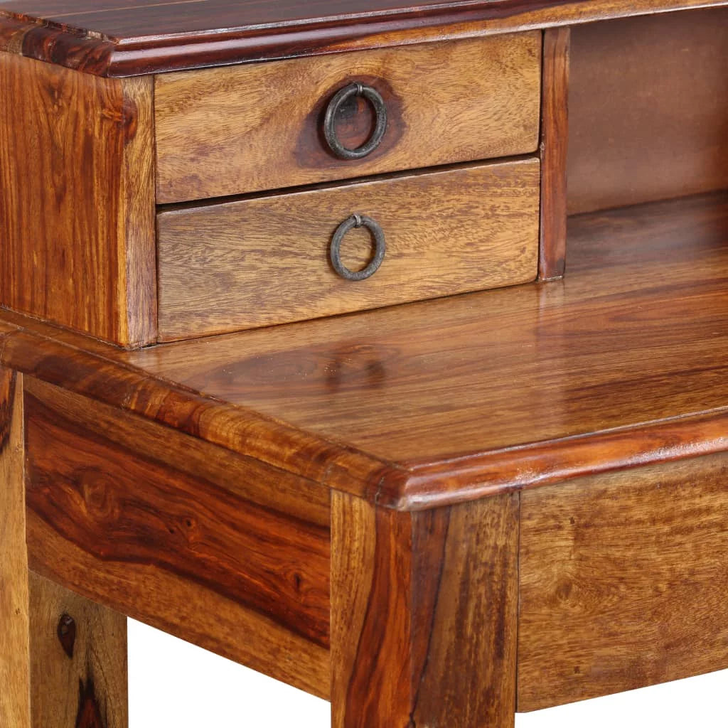 Solid Sheesham Wood Writing Desk with 5 Drawers F13589