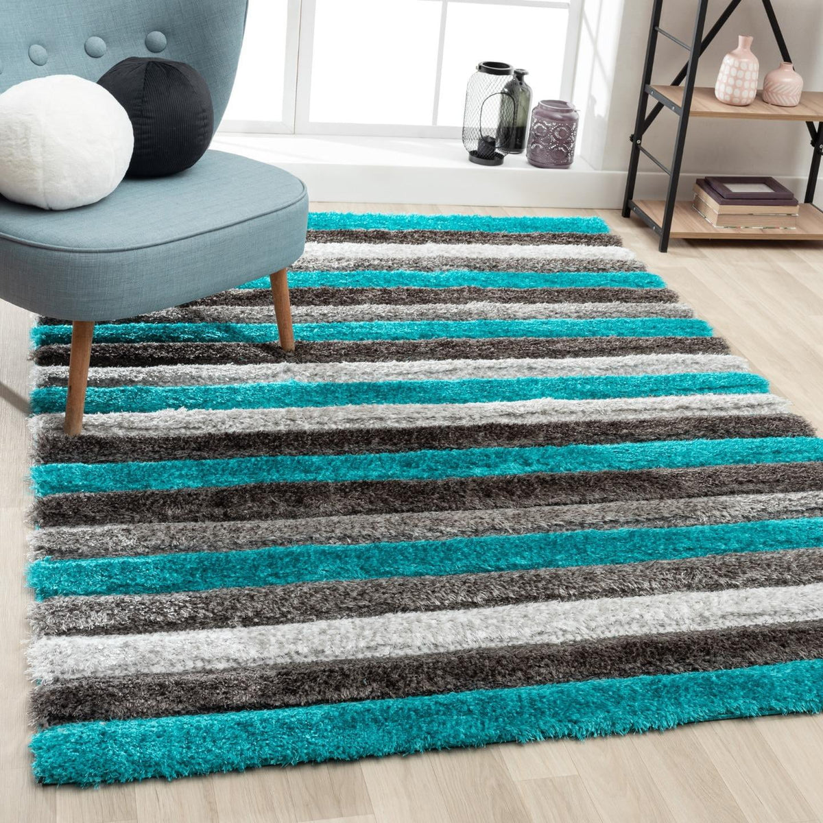 Turquoise 8x10 Shag Area Rug O79604