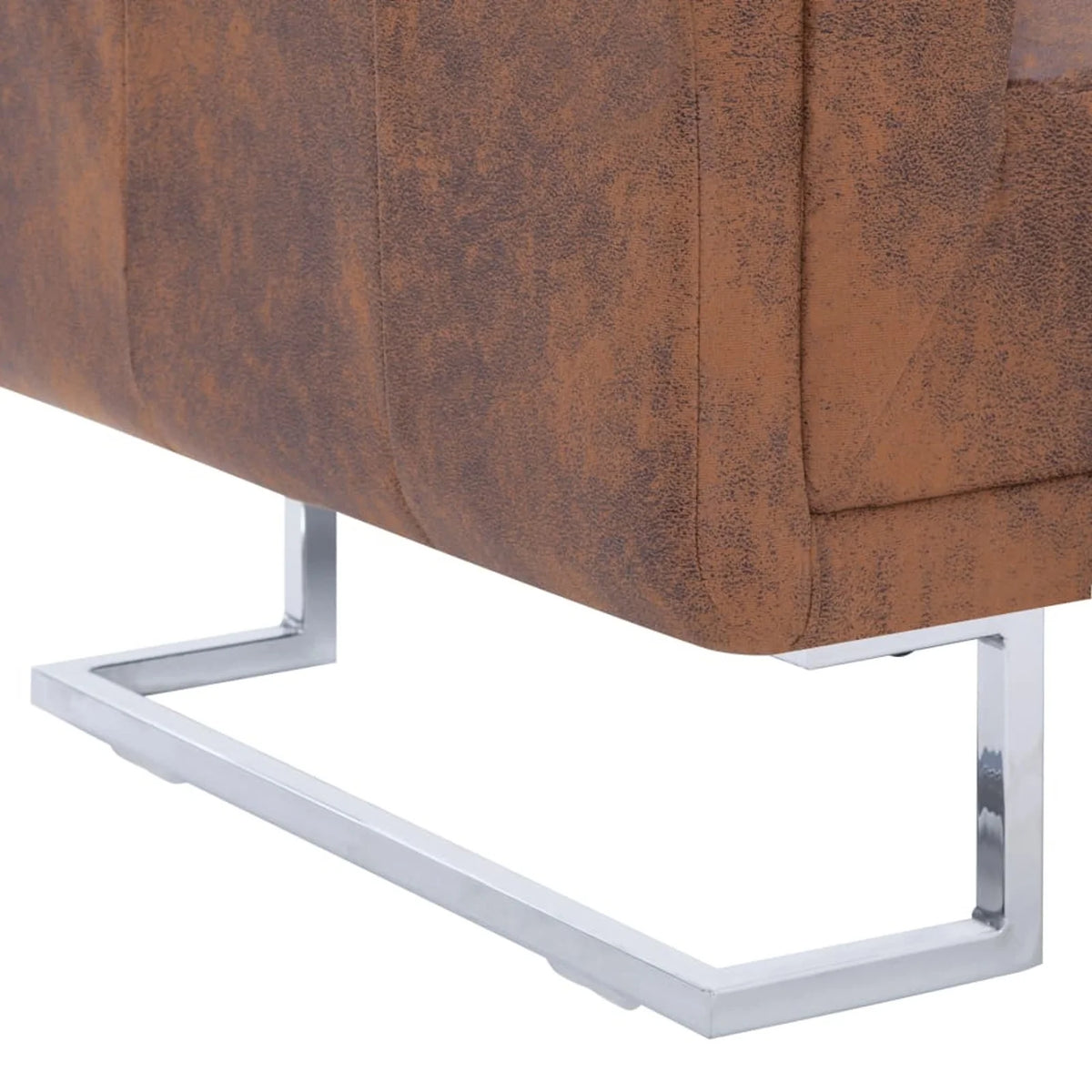 Cube Armchair Faux Suede Leather Upholstery Chair with Chrome Feet Brown U732