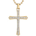 CZ Stainless Steel Gold-Tone Cross Pendant, 24" Chain Z6788
