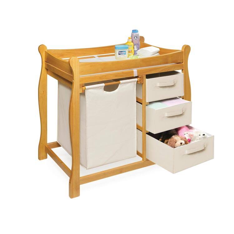 White Changing Table with Hamper and Baskets P843892