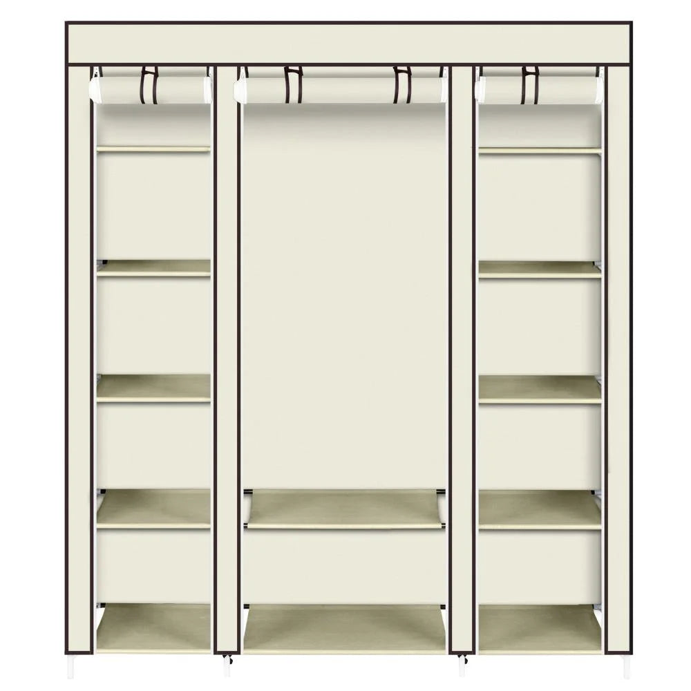 69" Portable Heavy Duty Clothes Closet Wardrobe Storage Organizer P306141