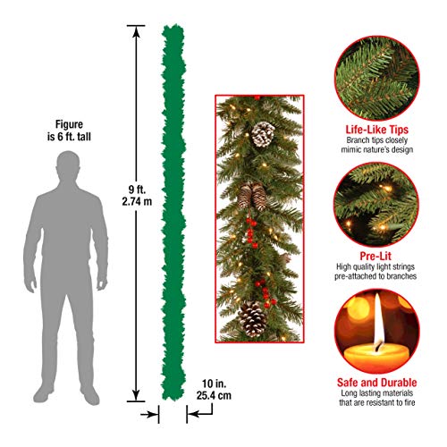 9 ft Pre-Lit Flocked Artificial Christmas Garland L34958