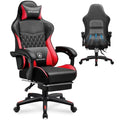 Black High Back Leather Ergonomic Gaming Chair with Footrest W408451