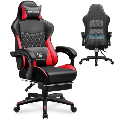 Black High Back Leather Ergonomic Gaming Chair with Footrest W408451