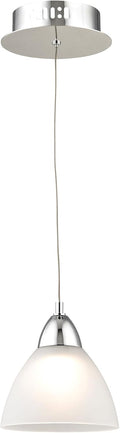 Chrome LED Pendant with White Glass T813706
