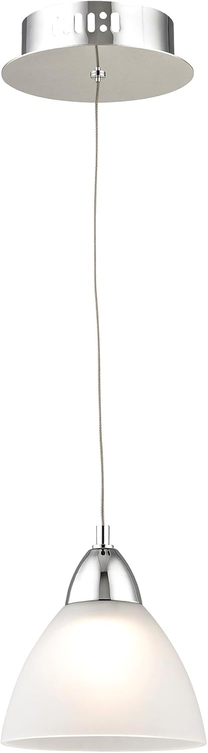 Chrome LED Pendant with White Glass T813706