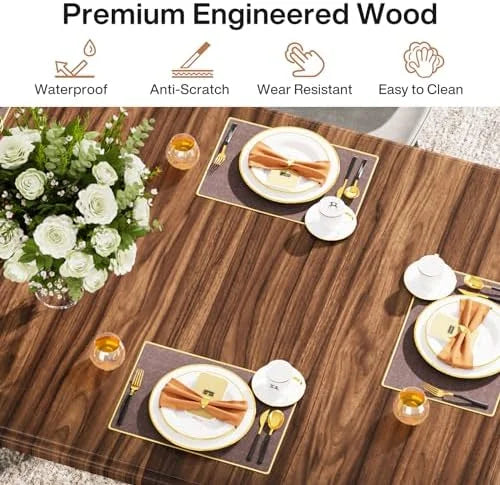 63-Inch Wood Dining Table with Metal Legs T728