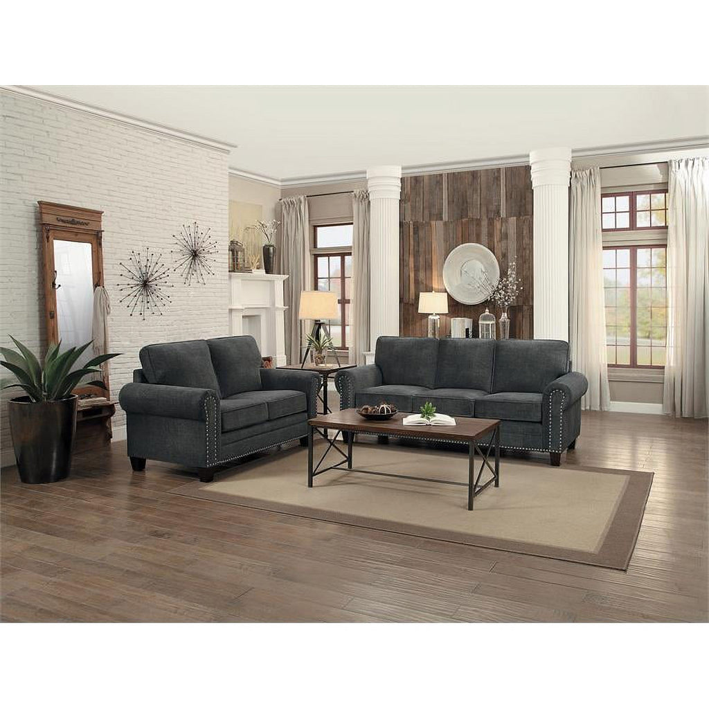 Dark Gray Microfiber Loveseat S677954