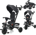 Gray 7-in-1 Folding Baby Tricycle with Rotatable Seat B86972