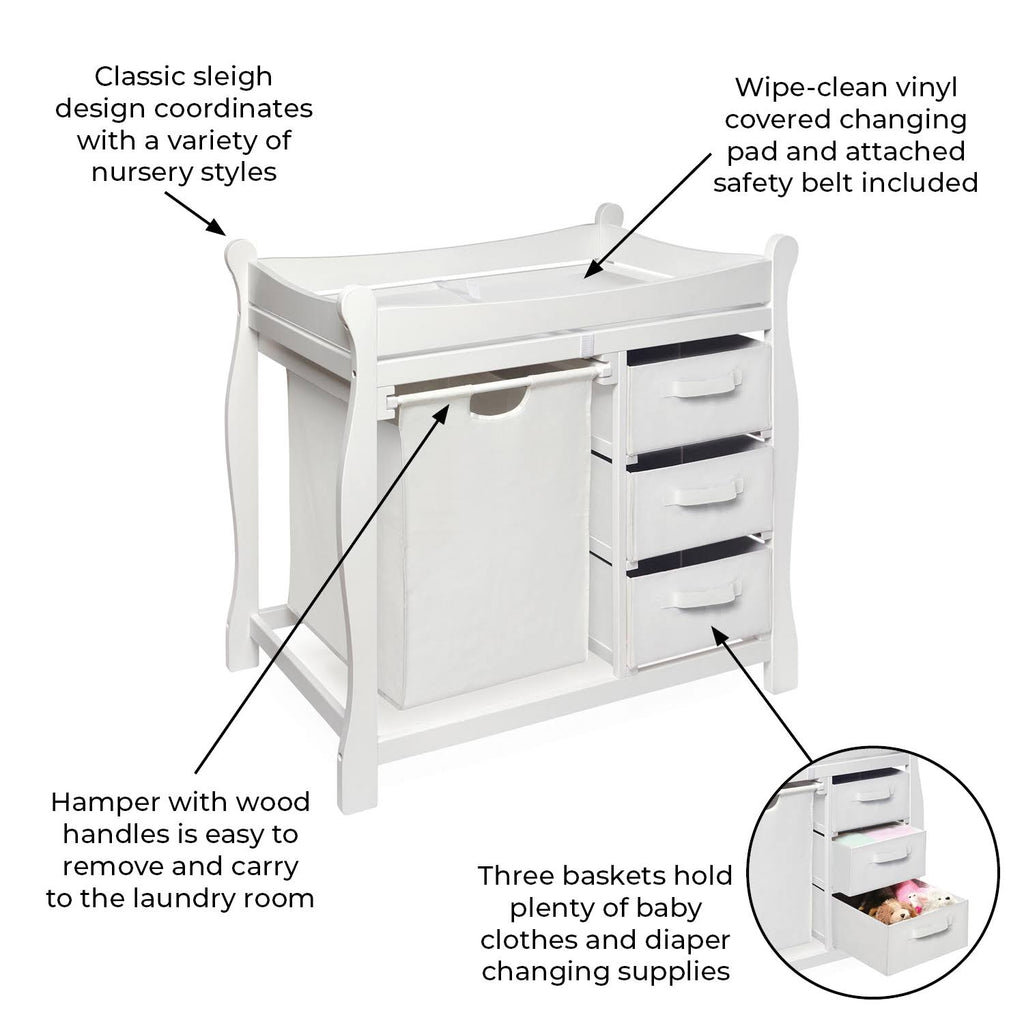 White Changing Table with Hamper and Baskets P843892