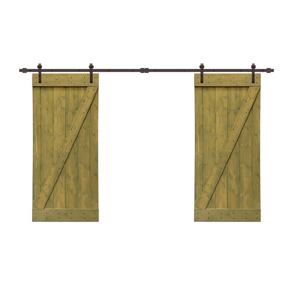Stained Double Barn Door with Hardware Kit D17464