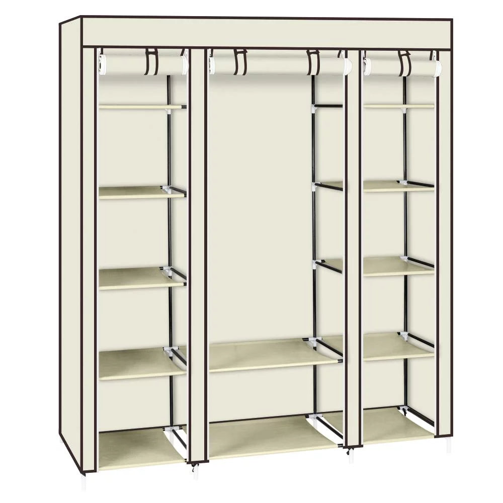 69" Portable Heavy Duty Clothes Closet Wardrobe Storage Organizer P306141