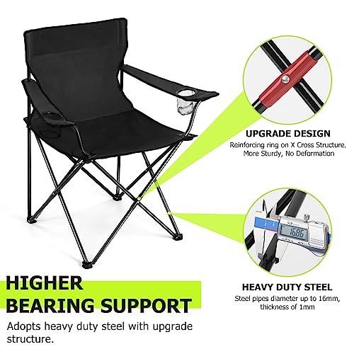 Portable Folding Camping Chair with 2 Cup Holders & Carry Bag R8923