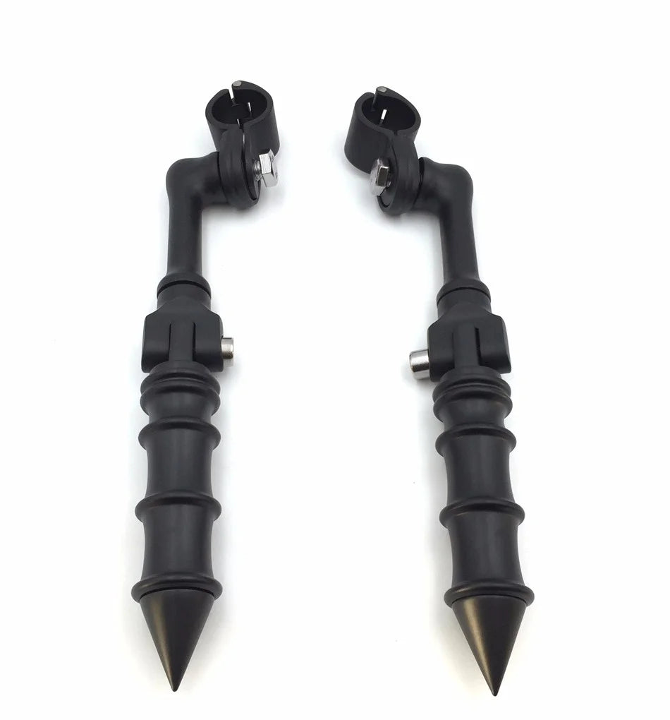 Black Angled Peg Mounting Kit with Foot Peg for 1-1/4 inch Front Engine Guard Frame Tube X24602