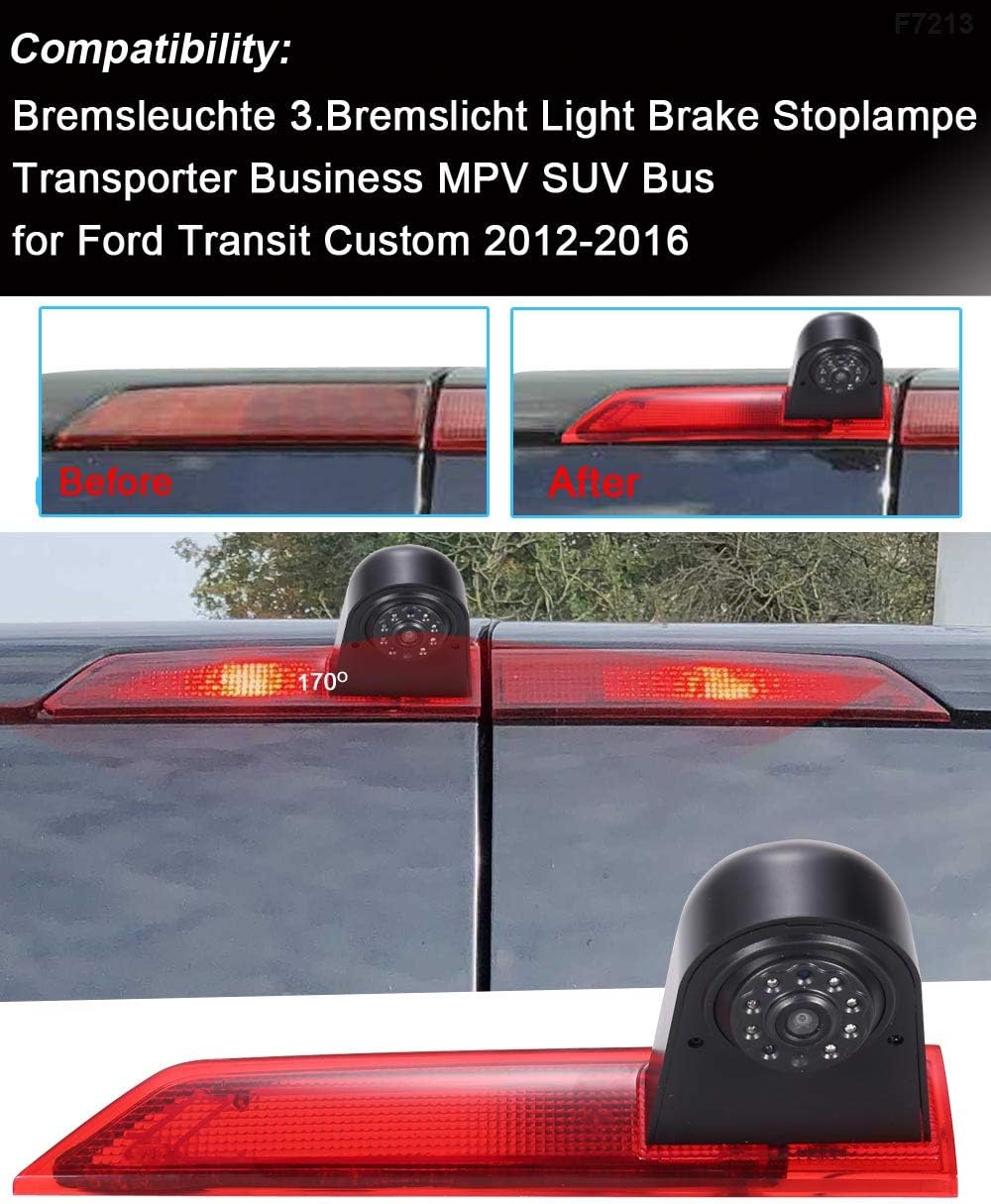 Roof Top Mount Brake Lamp Camera Reverse Rear View Backup Camera for Ford Transit Custom 2012-2016 T729020