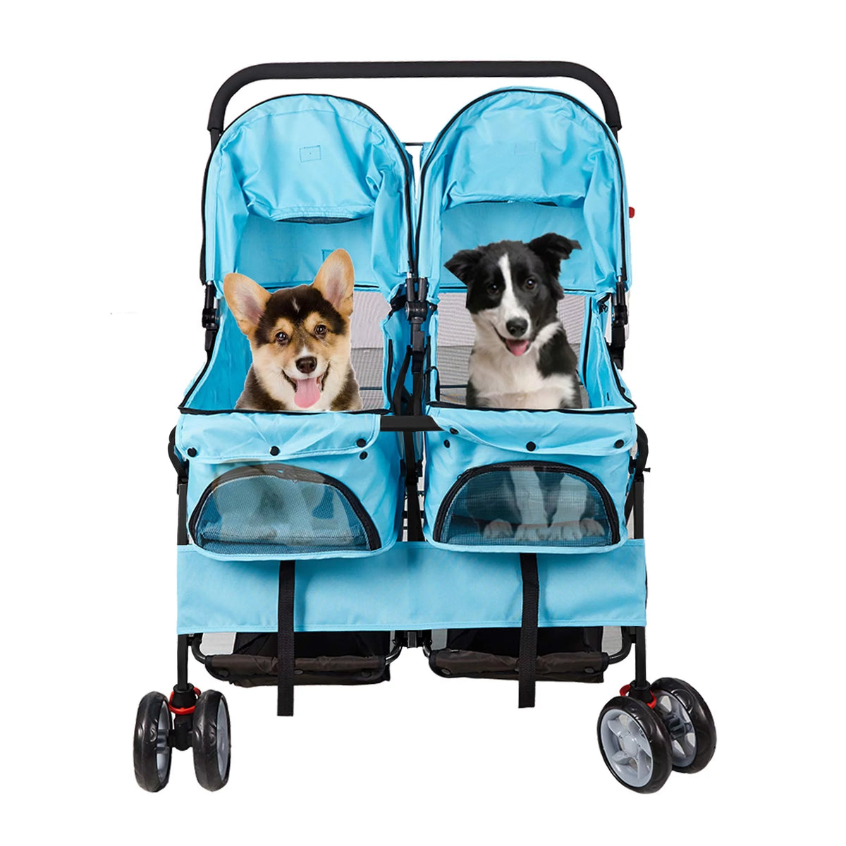 Blue Foldable Double Pet Stroller V993