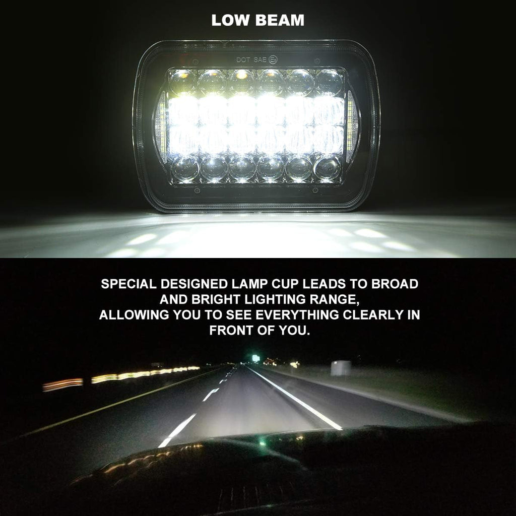 Black 5x7 inch LED Headlights Pack of 2 S9523