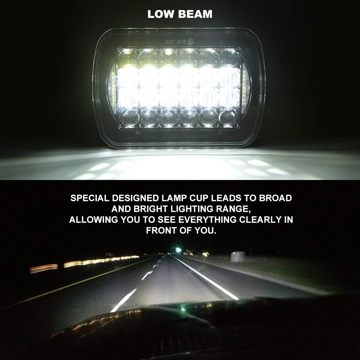 Black 5x7 inch LED Headlights Pack of 2 S9523