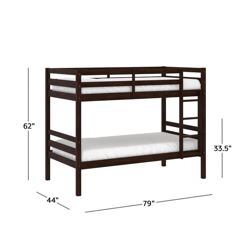 White Wood Twin over Twin Convertible Bunk Bed P6436