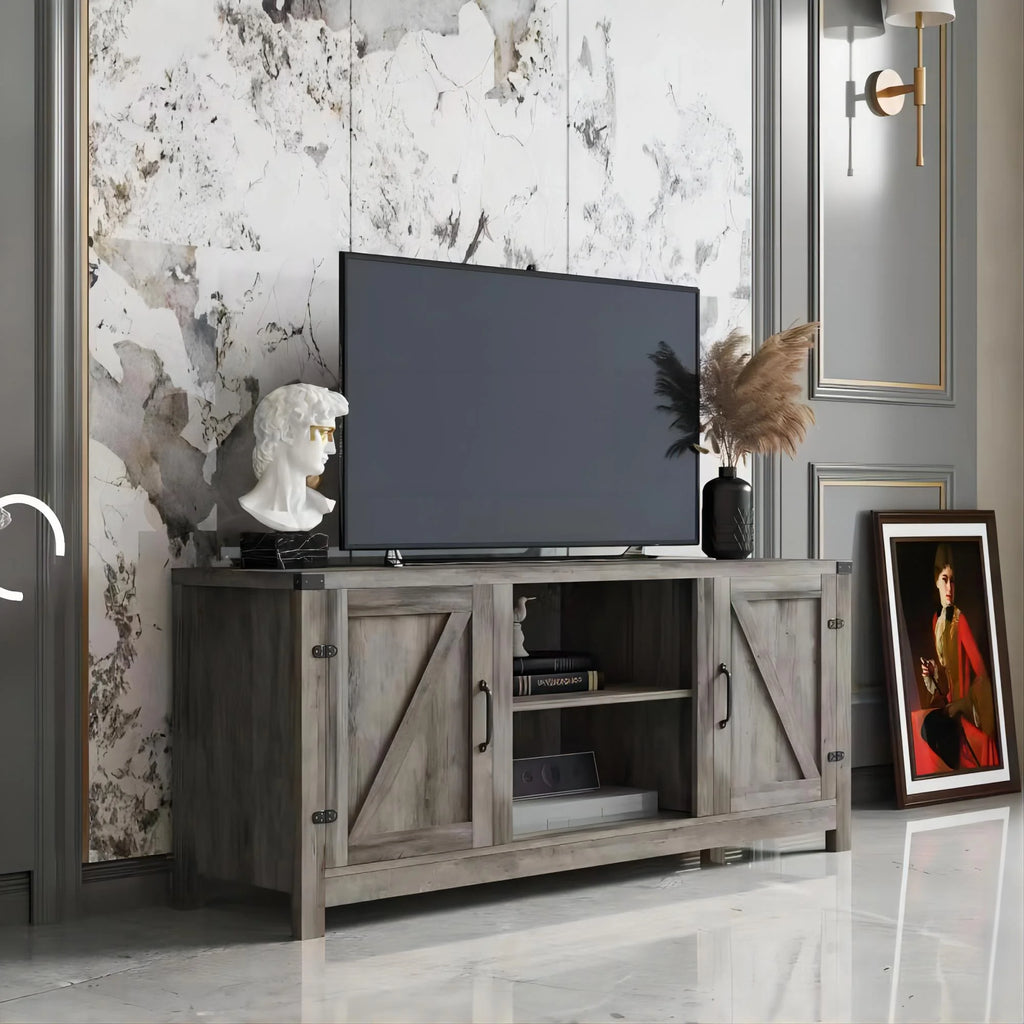 Modern Farmhouse Barn Door TV Stand Y28609