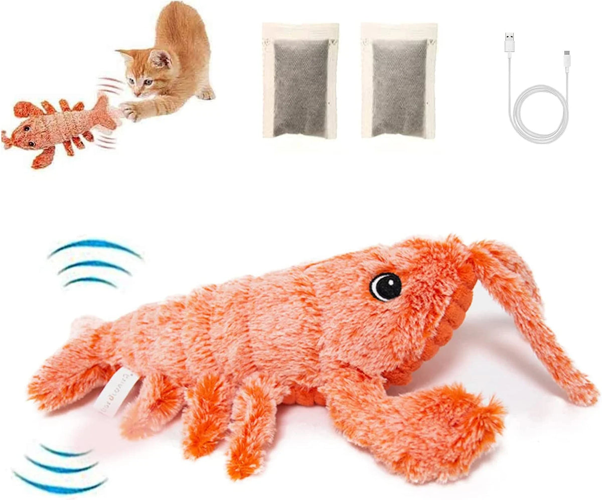 Flopping Lobster Cat Toy with Catnip Bag, Plush Interactive Cat Toys C196