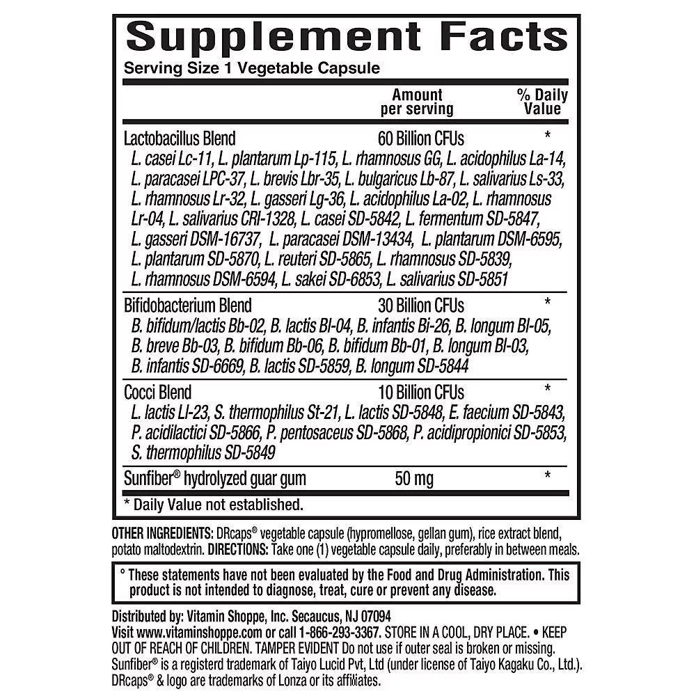Probiotic 100 Billion CFUs 30 Vegetable Capsules D24810