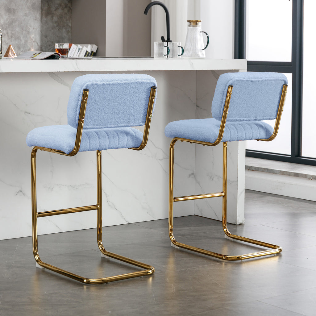 Blue Boucle Upholstered Bar Stools Set of 2 X630