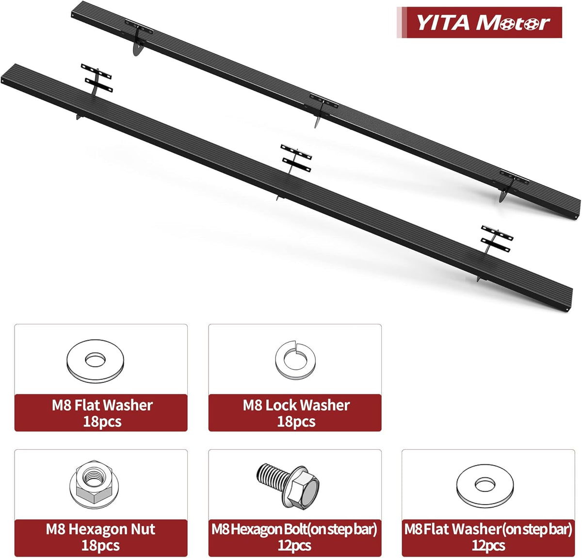 Aluminum Black Side Steps Running Boards U35396
