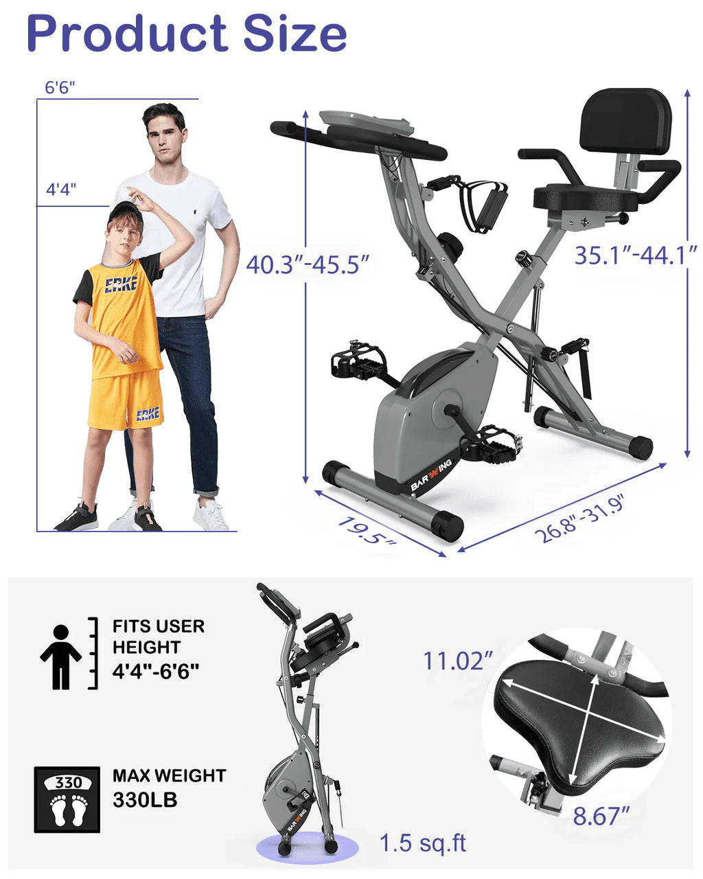 Folding Stationary Exercise Bike 330LB Capacity Z249593