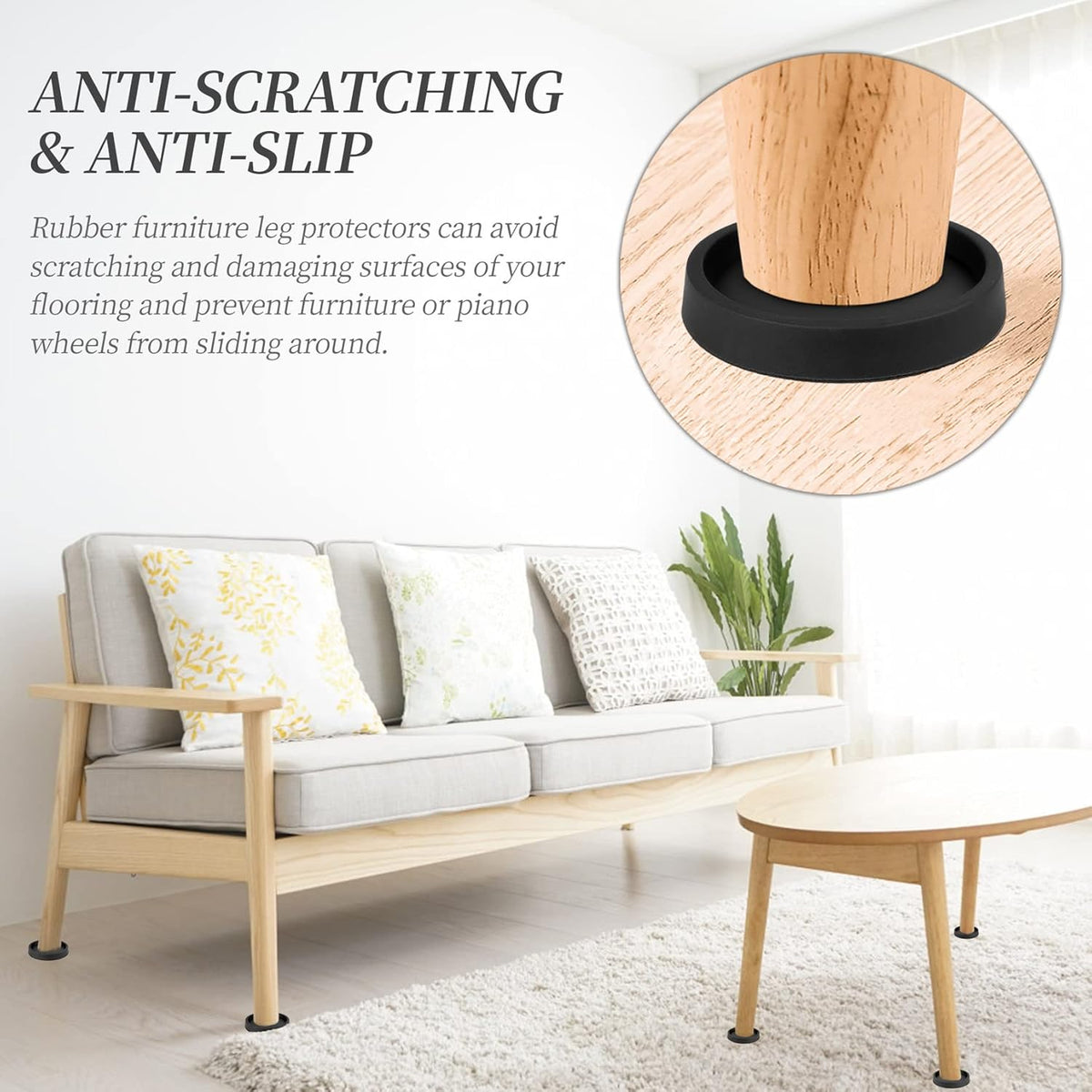 2.5 Inch 4pcs Non Slip Rubber Furniture Coasters D696395