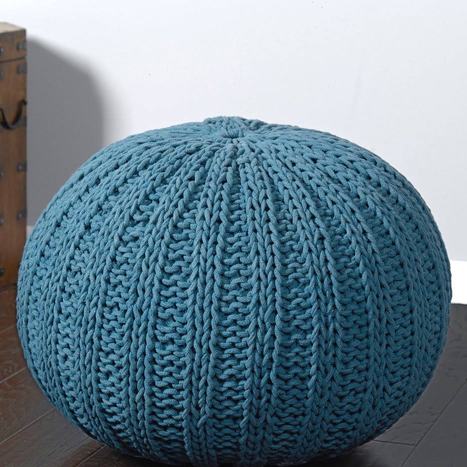 Cable Knit Pouf Bone White Y3311