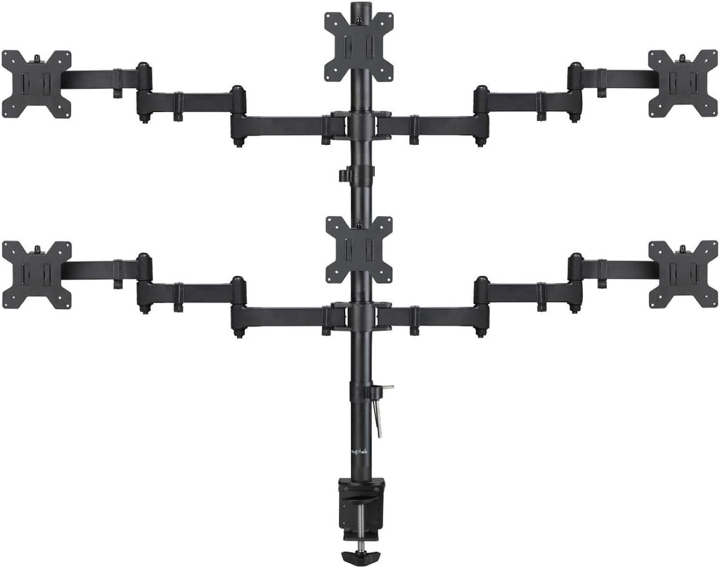 Quad LED LCD Monitor Stand up Desk Mount Extra Tall 31.5 inch Pole Heavy Duty Fully Adjustable Stand for 4 Screens up to 27 inch Pack of 2 L667689