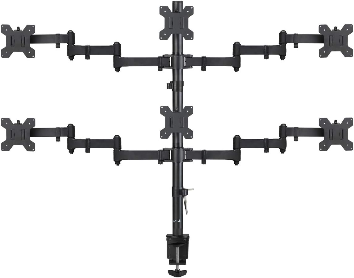 Quad LED LCD Monitor Stand up Desk Mount Extra Tall 31.5 inch Pole Heavy Duty Fully Adjustable Stand for 4 Screens up to 27 inch Pack of 2 L667689