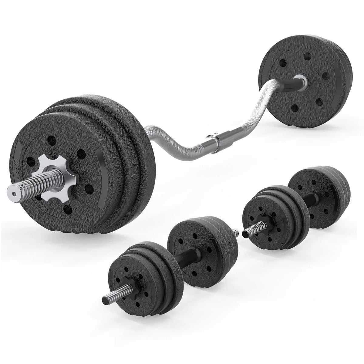 66LB 2 in 1 Adjustable Dumbbell Set with Connecting Rod Black B92013