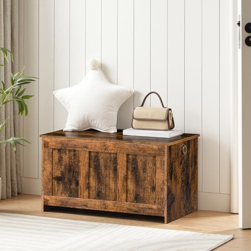 White and Walnut 39.3" Wooden Storage Bench E142
